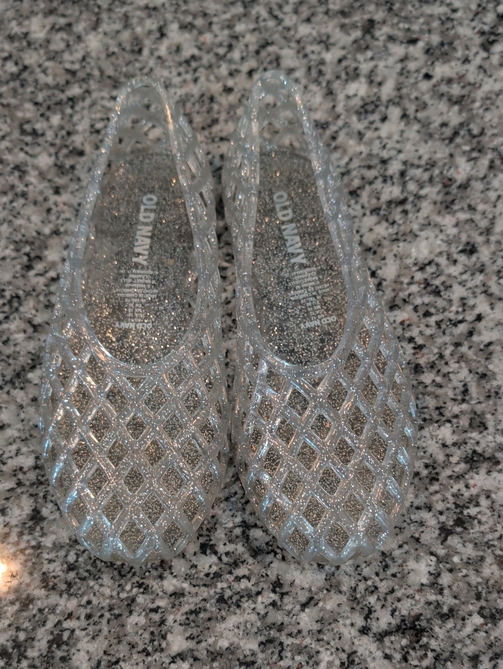 Old Navy Silver Glitter Clear Jelly Flats - Picture 1 of 5